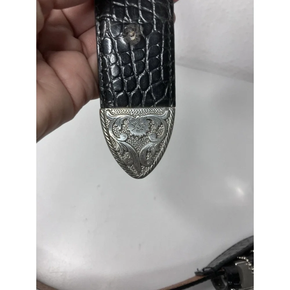 Women's Black Leather Nocona Western Belt Embellished Medium Cowgirl Bling